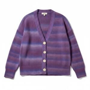 Ann Taylor Loft Wool V-Neck Cardigan Size XL-L Purple Grandpa Teacher Buttons
